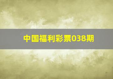 中国福利彩票038期