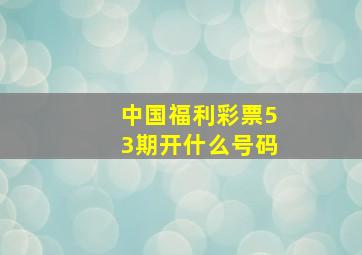 中国福利彩票53期开什么号码