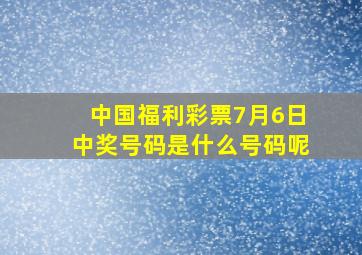 中国福利彩票7月6日中奖号码是什么号码呢