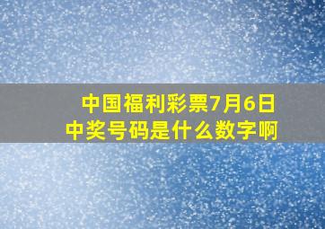 中国福利彩票7月6日中奖号码是什么数字啊