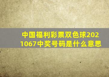 中国福利彩票双色球2021067中奖号码是什么意思