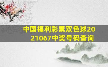 中国福利彩票双色球2021067中奖号码查询