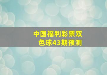 中国福利彩票双色球43期预测