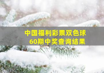 中国福利彩票双色球60期中奖查询结果