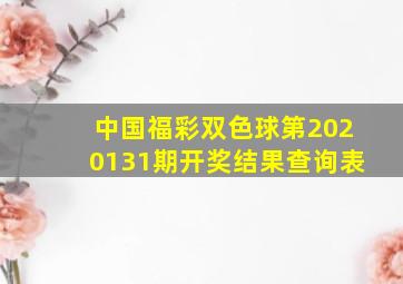 中国福彩双色球第2020131期开奖结果查询表