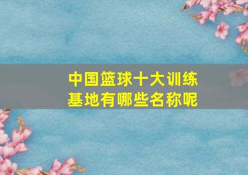 中国篮球十大训练基地有哪些名称呢