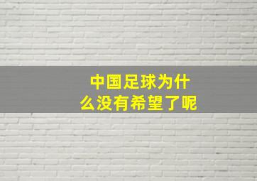 中国足球为什么没有希望了呢