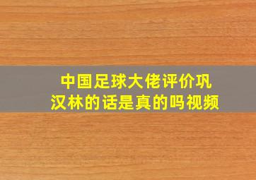 中国足球大佬评价巩汉林的话是真的吗视频