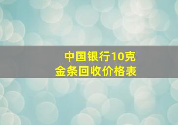 中国银行10克金条回收价格表