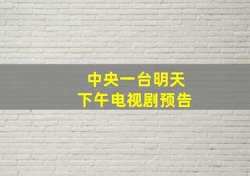 中央一台明天下午电视剧预告