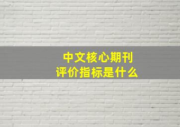 中文核心期刊评价指标是什么