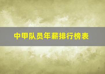 中甲队员年薪排行榜表