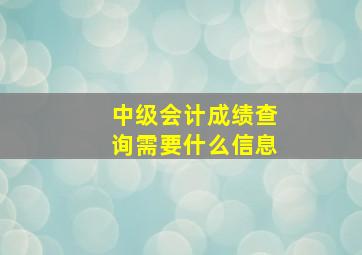 中级会计成绩查询需要什么信息