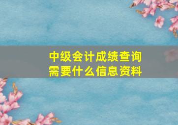 中级会计成绩查询需要什么信息资料