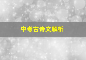 中考古诗文解析