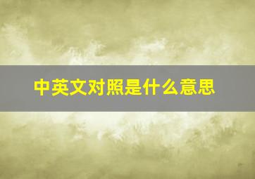 中英文对照是什么意思