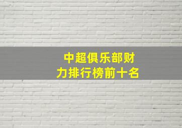 中超俱乐部财力排行榜前十名