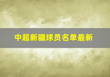 中超新疆球员名单最新