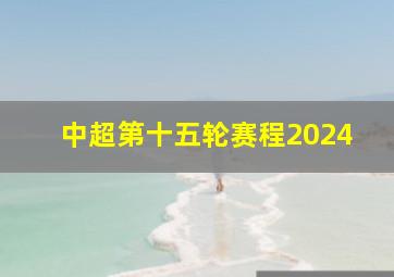 中超第十五轮赛程2024