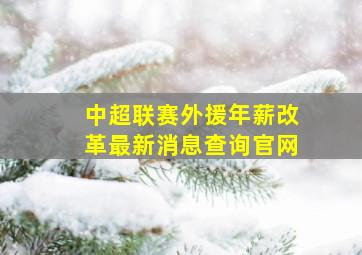 中超联赛外援年薪改革最新消息查询官网