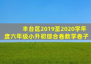 丰台区2019至2020学年度六年级小升初综合卷数学卷子