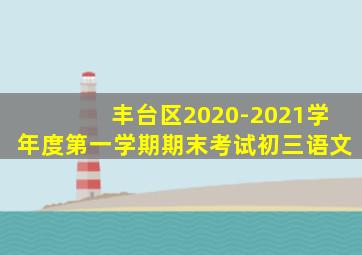 丰台区2020-2021学年度第一学期期末考试初三语文