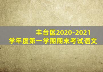 丰台区2020-2021学年度第一学期期末考试语文