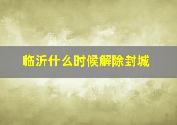 临沂什么时候解除封城