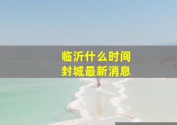 临沂什么时间封城最新消息