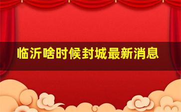 临沂啥时候封城最新消息