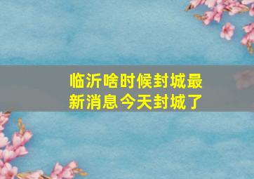 临沂啥时候封城最新消息今天封城了