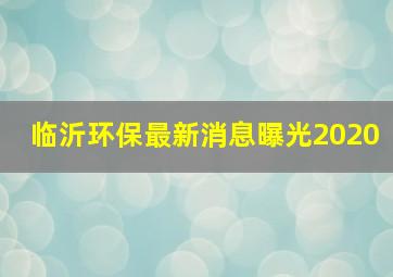 临沂环保最新消息曝光2020