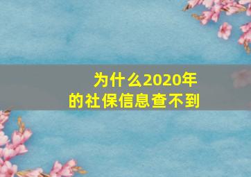 为什么2020年的社保信息查不到