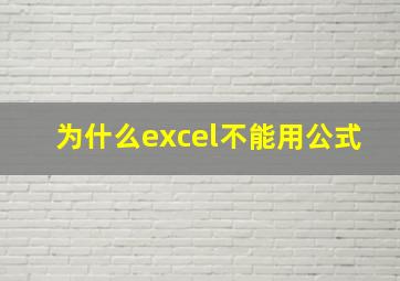 为什么excel不能用公式