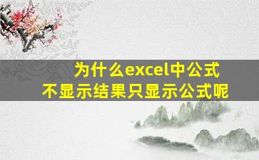 为什么excel中公式不显示结果只显示公式呢