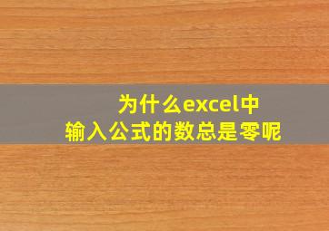 为什么excel中输入公式的数总是零呢