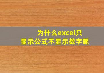 为什么excel只显示公式不显示数字呢