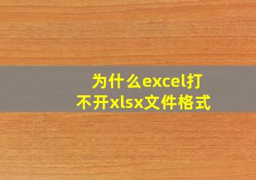 为什么excel打不开xlsx文件格式