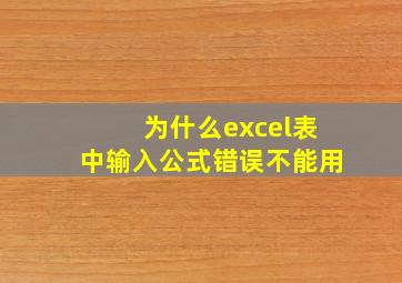 为什么excel表中输入公式错误不能用