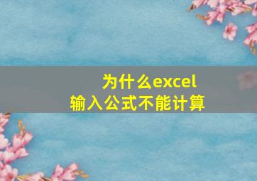 为什么excel输入公式不能计算