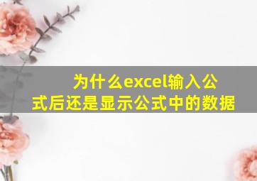 为什么excel输入公式后还是显示公式中的数据