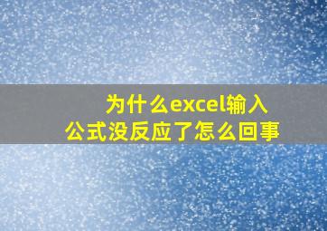 为什么excel输入公式没反应了怎么回事