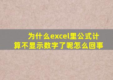 为什么excel里公式计算不显示数字了呢怎么回事