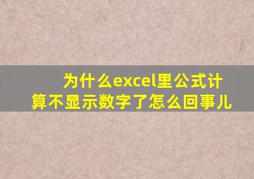 为什么excel里公式计算不显示数字了怎么回事儿