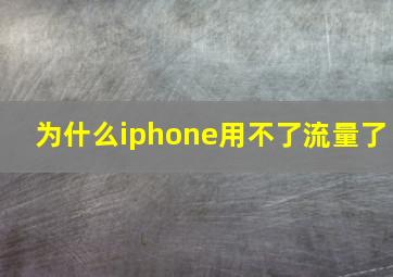 为什么iphone用不了流量了