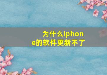 为什么iphone的软件更新不了