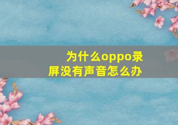 为什么oppo录屏没有声音怎么办