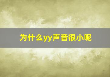 为什么yy声音很小呢