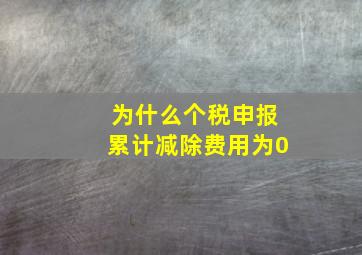 为什么个税申报累计减除费用为0