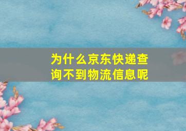 为什么京东快递查询不到物流信息呢